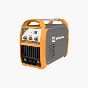 פאנל קדמי של רתכת אלקטרודות HUGONG INVERDELTA 400III, כולל כפתורי שליטה ופאנל תצוגה עבור זרם ותכונות ריתוך.